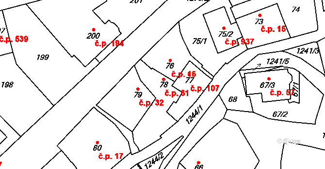 Nebušice 61, Praha na parcele st. 78 v KÚ Nebušice, Katastrální mapa