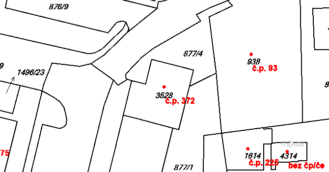 Kryblice 372, Trutnov na parcele st. 3528 v KÚ Trutnov, Katastrální mapa