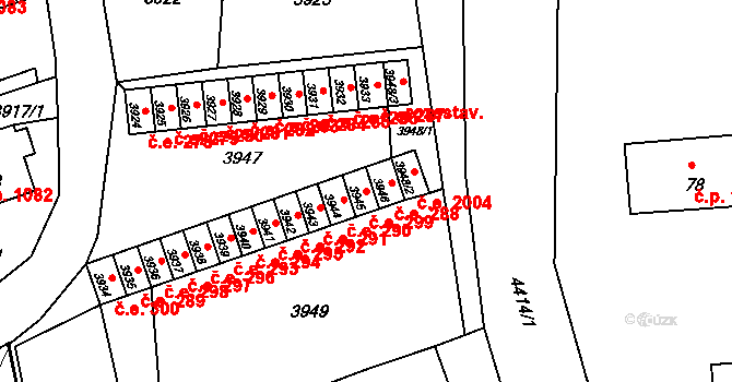 Jirkov 299 na parcele st. 3945 v KÚ Jirkov, Katastrální mapa