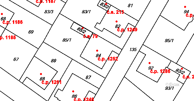 Rumburk 1 1252, Rumburk na parcele st. 84 v KÚ Rumburk, Katastrální mapa