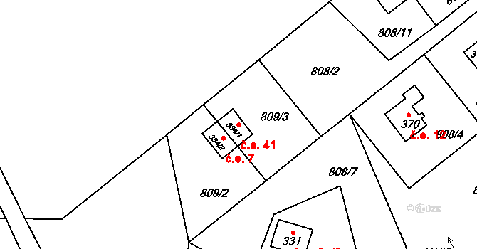 Slatina nad Úpou 41 na parcele st. 334/1 v KÚ Slatina nad Úpou, Katastrální mapa