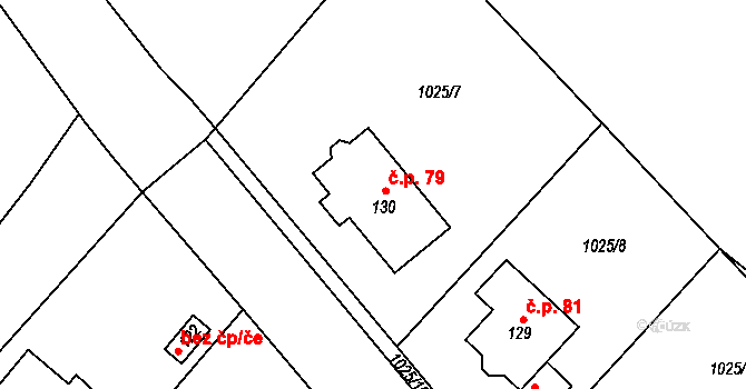 Chlum 79 na parcele st. 130 v KÚ Chlum u Blovic, Katastrální mapa
