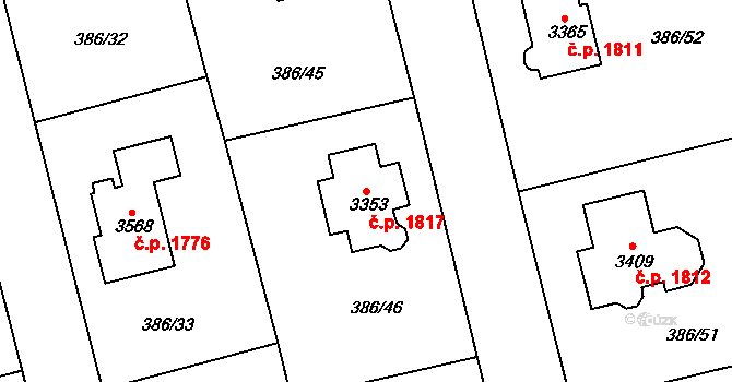 Choceň 1817 na parcele st. 3353 v KÚ Choceň, Katastrální mapa
