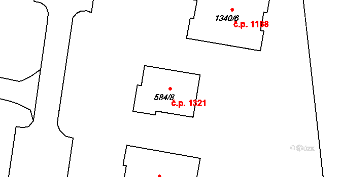 Kopřivnice 1321 na parcele st. 584/8 v KÚ Kopřivnice, Katastrální mapa