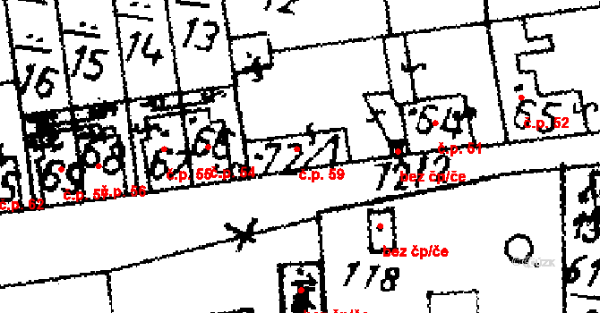 Jemníky 59 na parcele st. 72/1 v KÚ Jemníky, Katastrální mapa