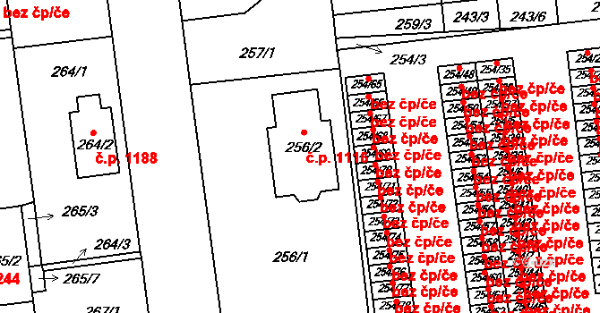 Třemošná 1116 na parcele st. 256/2 v KÚ Třemošná, Katastrální mapa