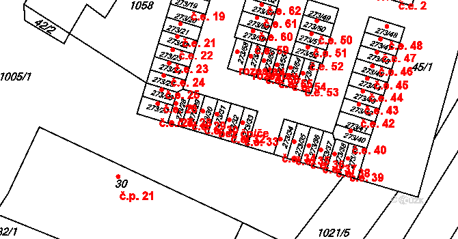 Obrnice 32 na parcele st. 273/32 v KÚ Obrnice, Katastrální mapa