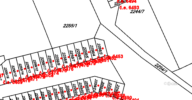 Horní Litvínov 6452, Litvínov na parcele st. 2256/4 v KÚ Horní Litvínov, Katastrální mapa