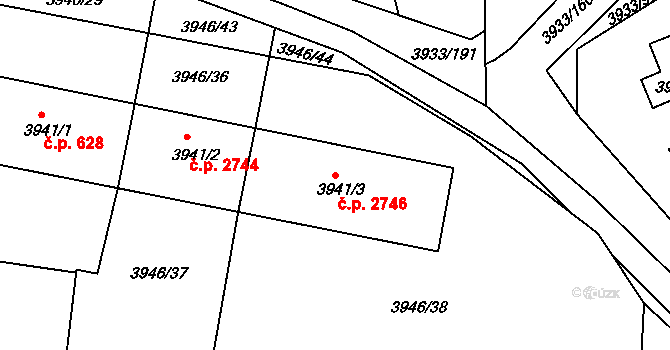 Roudnice nad Labem 2746 na parcele st. 3941/3 v KÚ Roudnice nad Labem, Katastrální mapa