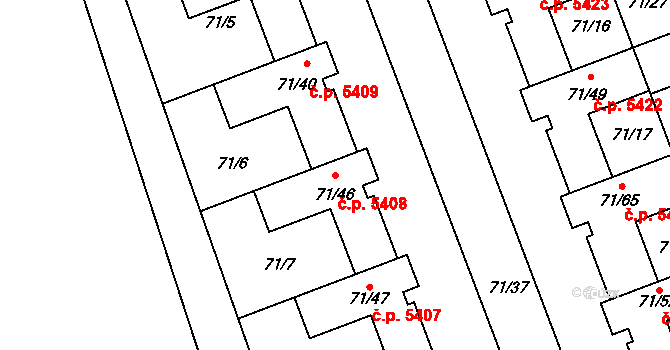 Helenín 5408, Jihlava na parcele st. 71/46 v KÚ Helenín, Katastrální mapa
