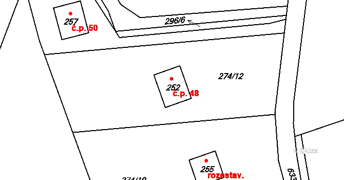 Havlovice 48, Kobyly na parcele st. 252 v KÚ Kobyly, Katastrální mapa