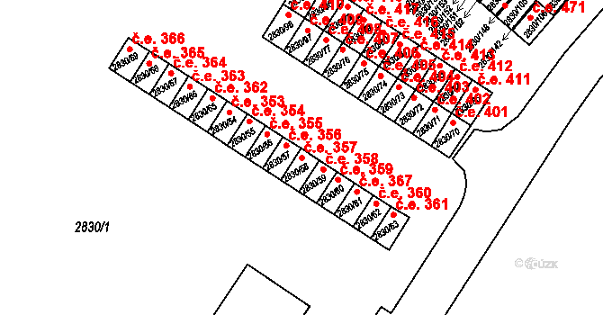 Rumburk 1 357, Rumburk na parcele st. 2830/58 v KÚ Rumburk, Katastrální mapa