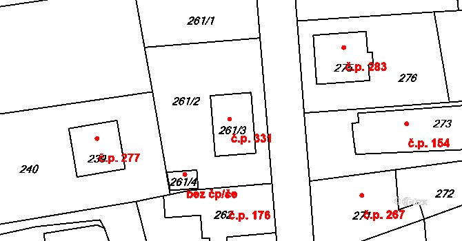 Rudice 331 na parcele st. 261/3 v KÚ Rudice u Blanska, Katastrální mapa
