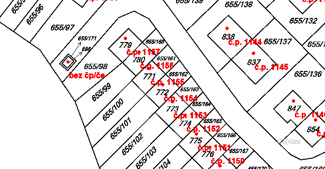 Květnice 1154 na parcele st. 772 v KÚ Květnice, Katastrální mapa
