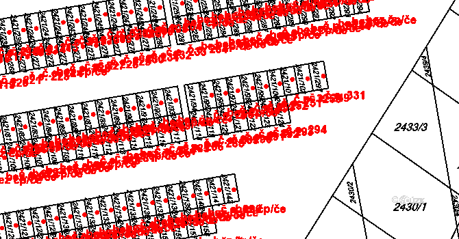 Nouzka 290, Vyškov na parcele st. 2421/120 v KÚ Vyškov, Katastrální mapa