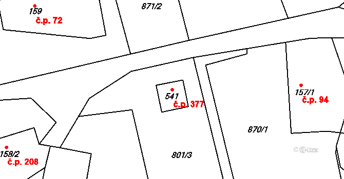 Brantice 377 na parcele st. 541 v KÚ Brantice, Katastrální mapa