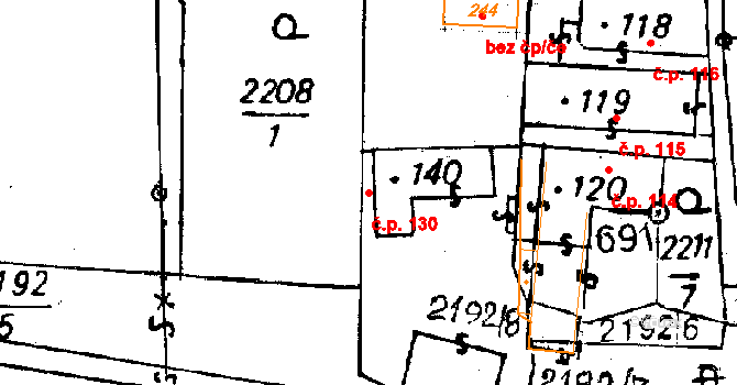 Soběšice 130 na parcele st. 140 v KÚ Soběšice u Sušice, Katastrální mapa