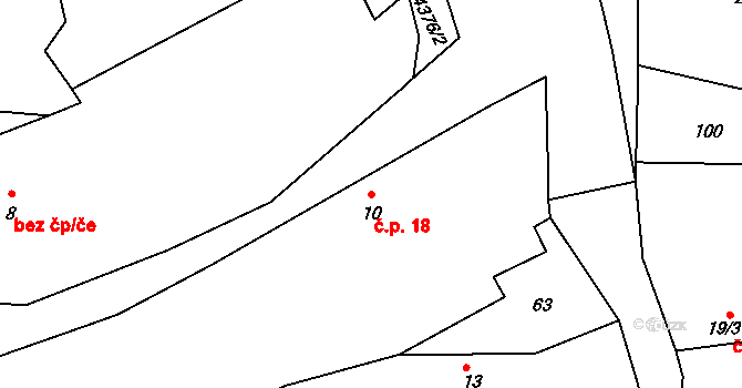 Bukovany 18 na parcele st. 10 v KÚ Bukovany u Týnce nad Sázavou, Katastrální mapa