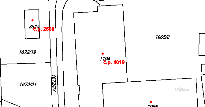 Brandýs nad Labem 1019, Brandýs nad Labem-Stará Boleslav na parcele st. 1194 v KÚ Brandýs nad Labem, Katastrální mapa