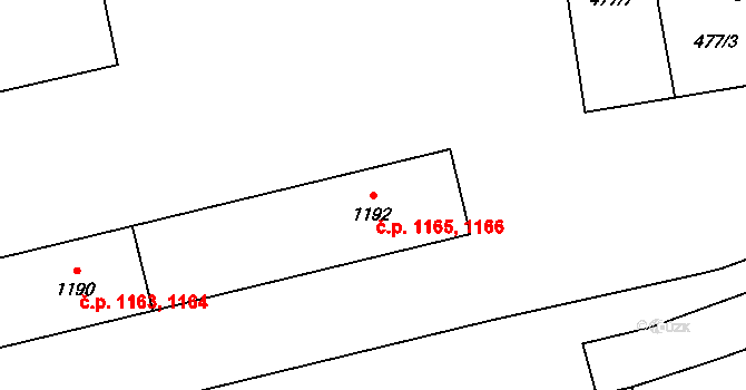 Hrabůvka 1165,1166, Ostrava na parcele st. 1192 v KÚ Hrabůvka, Katastrální mapa