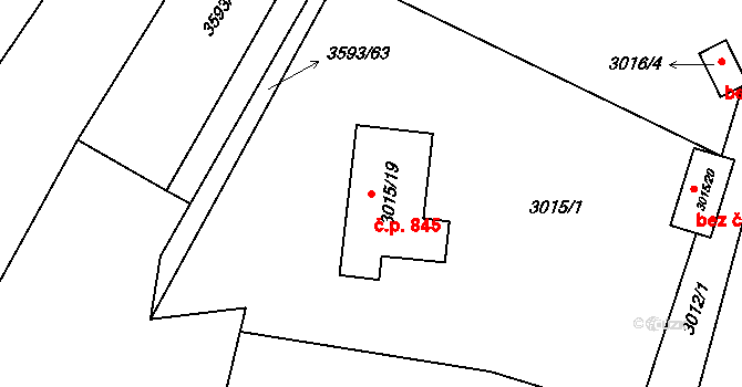Svinov 845, Ostrava na parcele st. 3015/19 v KÚ Svinov, Katastrální mapa