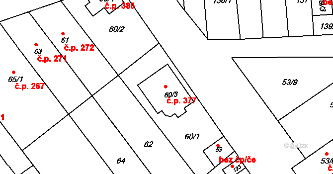 Šaratice 377 na parcele st. 60/3 v KÚ Šaratice, Katastrální mapa
