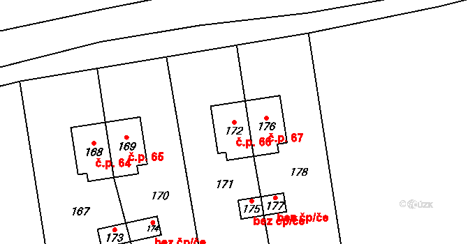 Milhostov 66 na parcele st. 172 v KÚ Milhostov, Katastrální mapa