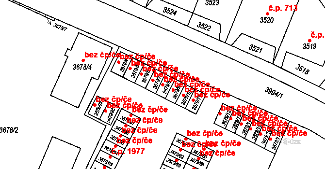Fryštát 85, Karviná na parcele st. 3679/8 v KÚ Karviná-město, Katastrální mapa