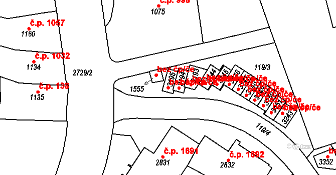 Choceň 39421911 na parcele st. 3195 v KÚ Choceň, Katastrální mapa