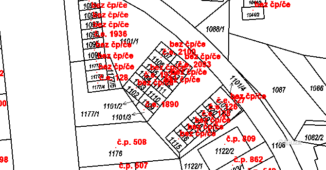 Brno 39470911 na parcele st. 1111 v KÚ Lesná, Katastrální mapa
