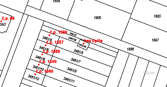 Kunovice 40635911 na parcele st. 3461/40 v KÚ Kunovice u Uherského Hradiště, Katastrální mapa