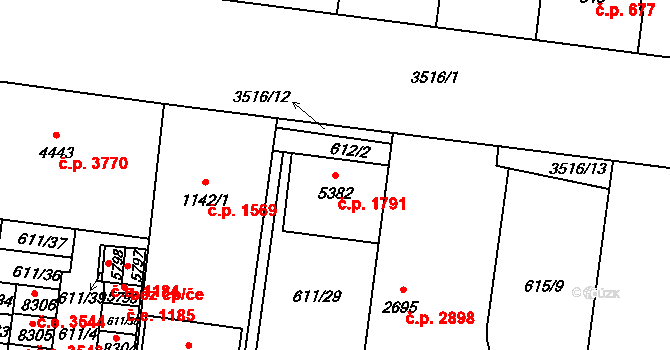 Zlín 1791 na parcele st. 5382 v KÚ Zlín, Katastrální mapa