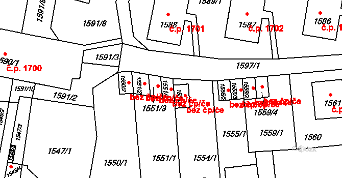Litoměřice 42029911 na parcele st. 1551/4 v KÚ Litoměřice, Katastrální mapa