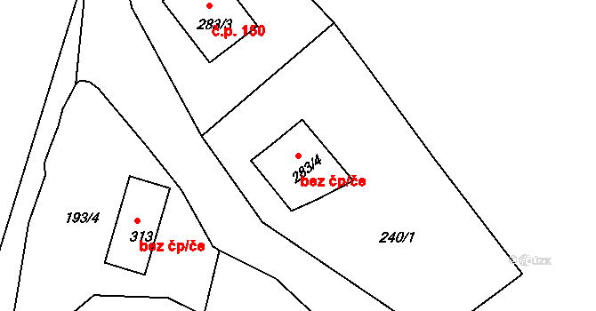 Rožmberk nad Vltavou 44173911 na parcele st. 283/4 v KÚ Rožmberk nad Vltavou, Katastrální mapa