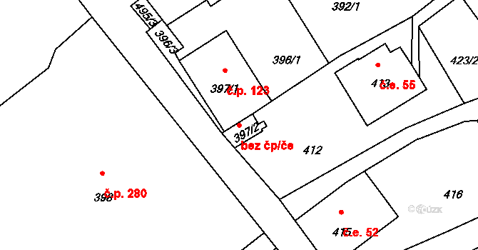 Chřibská 45139911 na parcele st. 397/2 v KÚ Chřibská, Katastrální mapa