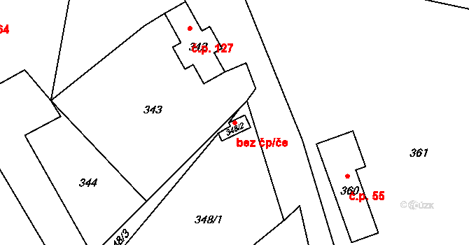 Česká Lípa 45886911 na parcele st. 348/2 v KÚ Dobranov, Katastrální mapa