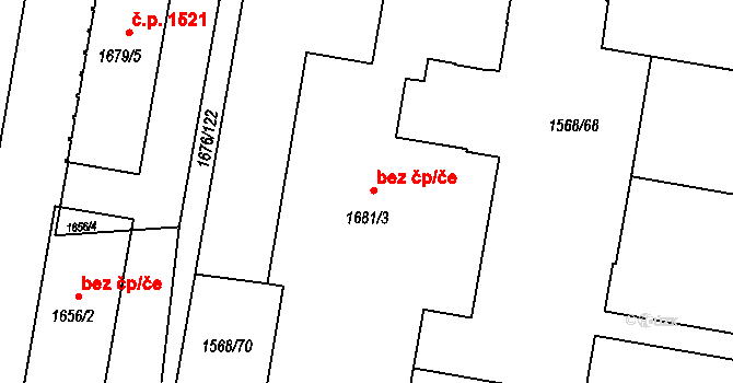 Praha 10 46864911 na parcele st. 1681/3 v KÚ Hostivař, Katastrální mapa