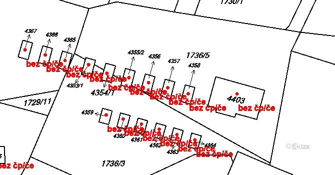Rožnov pod Radhoštěm 47324911 na parcele st. 4357 v KÚ Rožnov pod Radhoštěm, Katastrální mapa