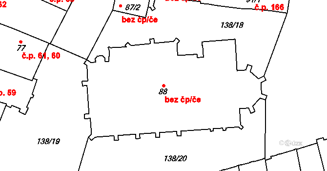 Hradec Králové 48258911 na parcele st. 88 v KÚ Hradec Králové, Katastrální mapa