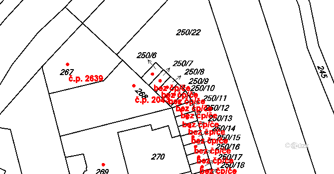 Kladno 48808911 na parcele st. 250/8 v KÚ Kladno, Katastrální mapa