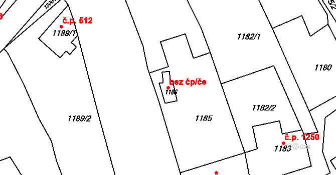 Rousínov 49740911 na parcele st. 1186 v KÚ Rousínov u Vyškova, Katastrální mapa