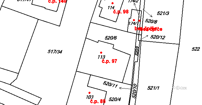 Hluboká 97, Kdyně na parcele st. 113 v KÚ Hluboká u Kdyně, Katastrální mapa