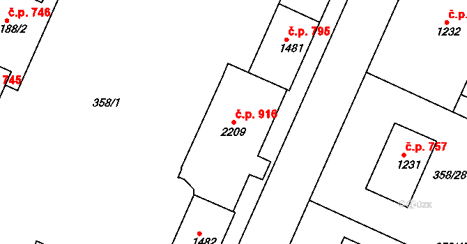Sušice II 916, Sušice na parcele st. 2209 v KÚ Sušice nad Otavou, Katastrální mapa