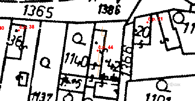 Kokořov 44, Žinkovy na parcele st. 42 v KÚ Kokořov, Katastrální mapa