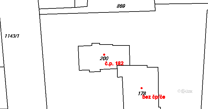 Velká Ves 182, Broumov na parcele st. 200 v KÚ Velká Ves u Broumova, Katastrální mapa