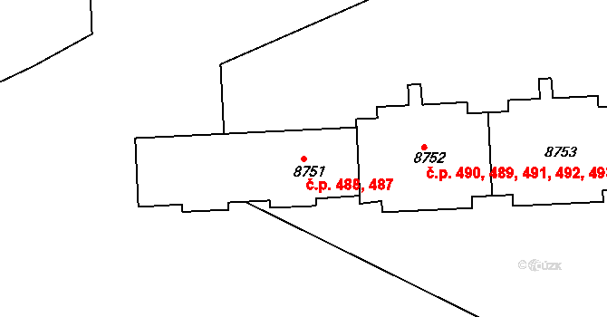 Polabiny 487,488, Pardubice na parcele st. 8751 v KÚ Pardubice, Katastrální mapa