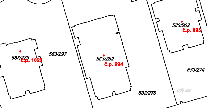 Háje 994, Praha na parcele st. 583/262 v KÚ Háje, Katastrální mapa