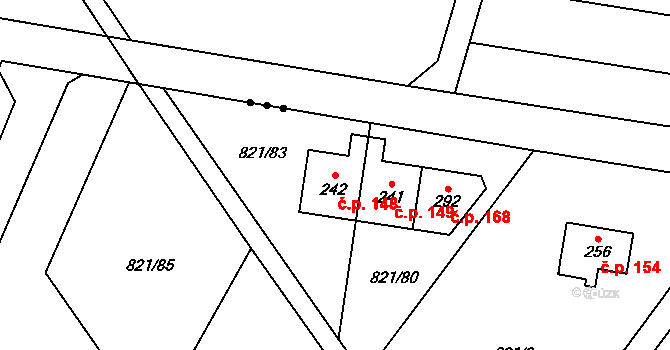 Olšany 148 na parcele st. 242 v KÚ Olšany nad Moravou, Katastrální mapa