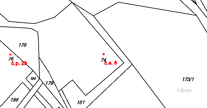 Studená Loučka 6, Mohelnice na parcele st. 74 v KÚ Studená Loučka, Katastrální mapa