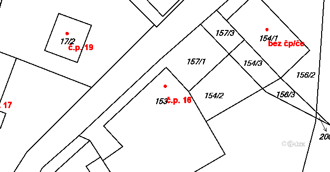 Heřmanice 16, Starý Jičín na parcele st. 153 v KÚ Heřmanice u Polomi, Katastrální mapa
